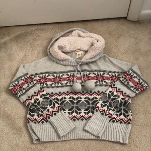 Woman’s Cropped Knit Sweater Hoodie